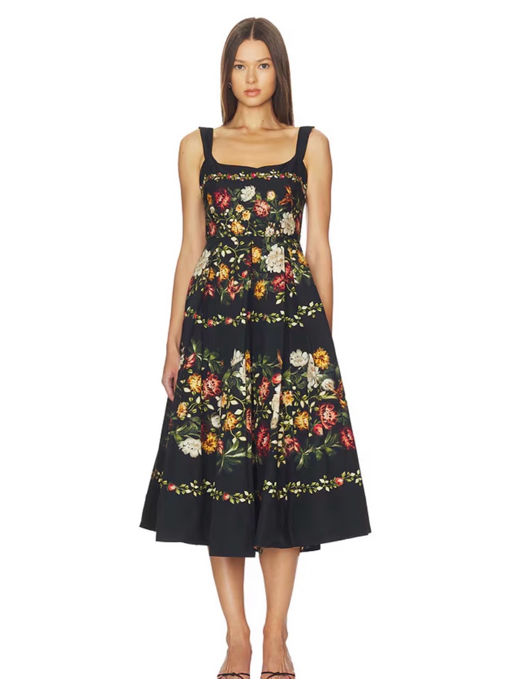 Agua by Agua Bendita Black Floral Alcaparea Midi Dress SS2026